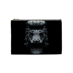 Creepy Lion Head Sculpture Artwork 2 Cosmetic Bag (Medium)