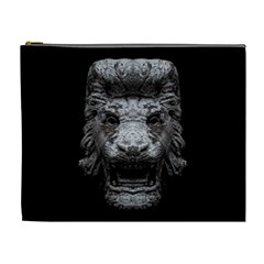 Creepy Lion Head Sculpture Artwork 2 Cosmetic Bag (xl) by dflcprintsclothing