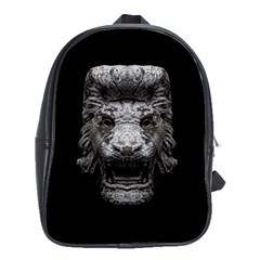 Creepy Lion Head Sculpture Artwork 2 School Bag (xl) by dflcprintsclothing