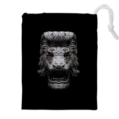 Creepy Lion Head Sculpture Artwork 2 Drawstring Pouch (4XL)