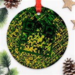 Root Humanity Bar And Qr Code Green and Yellow Doom Ornament (Round) Front