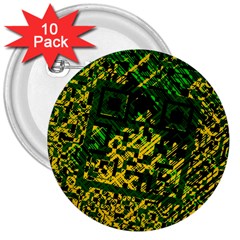 Root Humanity Bar And Qr Code Green And Yellow Doom 3  Buttons (10 Pack)  by WetdryvacsLair