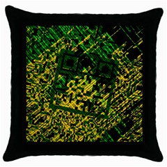 Root Humanity Bar And Qr Code Green And Yellow Doom Throw Pillow Case (black) by WetdryvacsLair