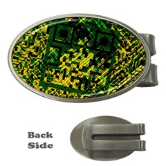 Root Humanity Bar And Qr Code Green And Yellow Doom Money Clips (oval)  by WetdryvacsLair