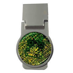 Root Humanity Bar And Qr Code Green And Yellow Doom Money Clips (round)  by WetdryvacsLair