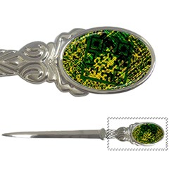 Root Humanity Bar And Qr Code Green And Yellow Doom Letter Opener by WetdryvacsLair