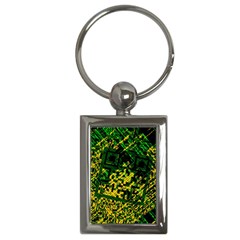 Root Humanity Bar And Qr Code Green And Yellow Doom Key Chain (rectangle)