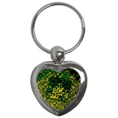 Root Humanity Bar And Qr Code Green And Yellow Doom Key Chain (heart) by WetdryvacsLair