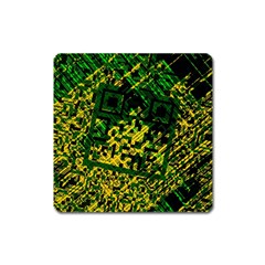 Root Humanity Bar And Qr Code Green And Yellow Doom Square Magnet by WetdryvacsLair