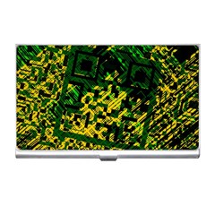 Root Humanity Bar And Qr Code Green And Yellow Doom Business Card Holder by WetdryvacsLair