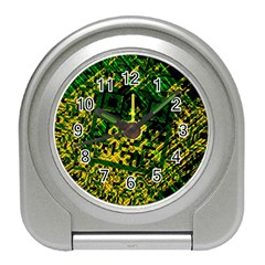 Root Humanity Bar And Qr Code Green And Yellow Doom Travel Alarm Clock by WetdryvacsLair