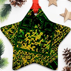 Root Humanity Bar And Qr Code Green And Yellow Doom Star Ornament (two Sides) by WetdryvacsLair