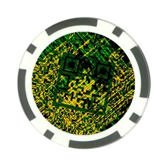 Root Humanity Bar And Qr Code Green And Yellow Doom Poker Chip Card Guard by WetdryvacsLair