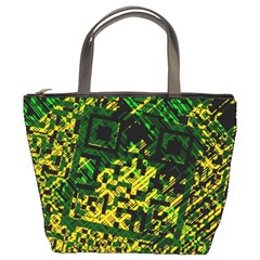 Root Humanity Bar And Qr Code Green And Yellow Doom Bucket Bag by WetdryvacsLair