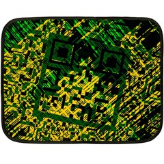 Root Humanity Bar And Qr Code Green And Yellow Doom Fleece Blanket (mini) by WetdryvacsLair