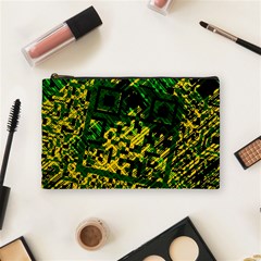 Root Humanity Bar And Qr Code Green And Yellow Doom Cosmetic Bag (medium) by WetdryvacsLair