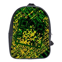 Root Humanity Bar And Qr Code Green And Yellow Doom School Bag (large) by WetdryvacsLair