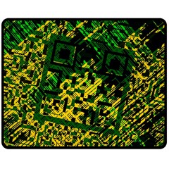 Root Humanity Bar And Qr Code Green And Yellow Doom Fleece Blanket (medium)  by WetdryvacsLair