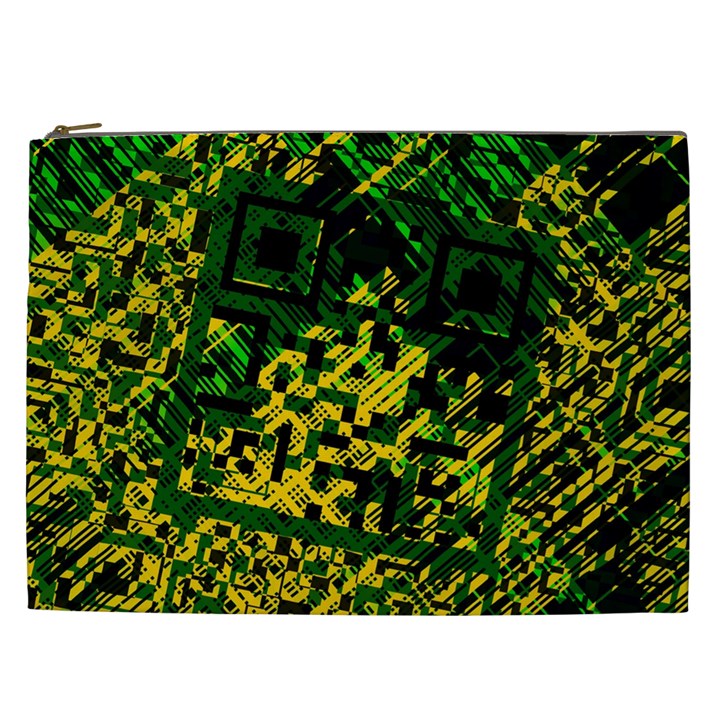 Root Humanity Bar And Qr Code Green and Yellow Doom Cosmetic Bag (XXL)