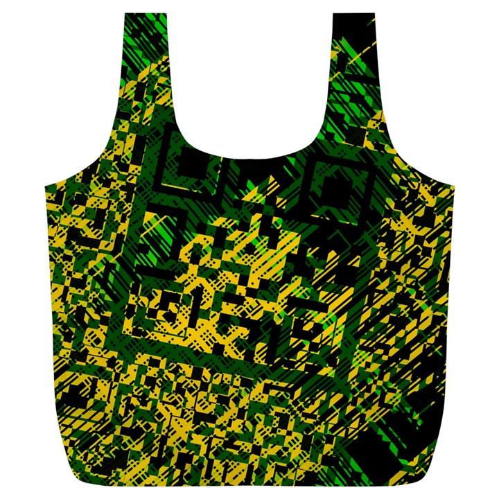 Root Humanity Bar And Qr Code Green and Yellow Doom Full Print Recycle Bag (XL)