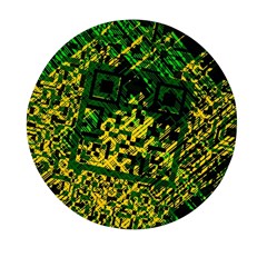 Root Humanity Bar And Qr Code Green And Yellow Doom Mini Round Pill Box (pack Of 3) by WetdryvacsLair