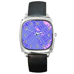 Root Humanity Barcode Purple Pink And Galuboi Square Metal Watch by WetdryvacsLair