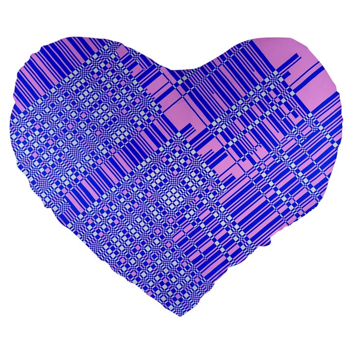 Root Humanity Barcode Purple Pink and Galuboi Large 19  Premium Heart Shape Cushions