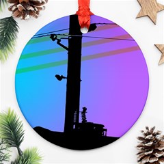 Vaporwave Wires And Transformer Ornament (Round)