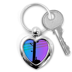 Vaporwave Wires And Transformer Key Chain (Heart)