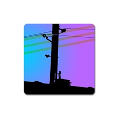 Vaporwave Wires And Transformer Square Magnet