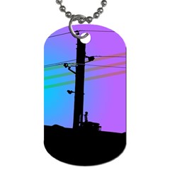 Vaporwave Wires And Transformer Dog Tag (One Side)