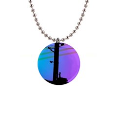 Vaporwave Wires And Transformer 1  Button Necklace by WetdryvacsLair