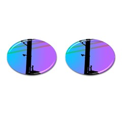 Vaporwave Wires And Transformer Cufflinks (Oval)