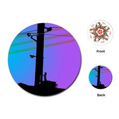 Vaporwave Wires And Transformer Playing Cards Single Design (round) by WetdryvacsLair