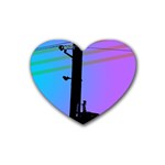 Vaporwave Wires And Transformer Rubber Coaster (Heart)  Front