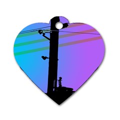 Vaporwave Wires And Transformer Dog Tag Heart (two Sides) by WetdryvacsLair