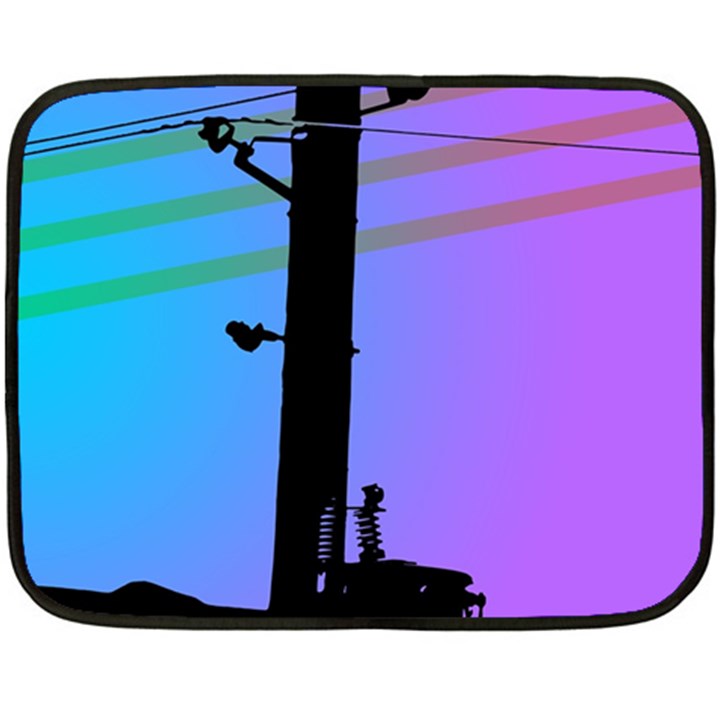 Vaporwave Wires And Transformer Double Sided Fleece Blanket (Mini) 