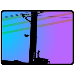 Vaporwave Wires And Transformer Fleece Blanket (large)  by WetdryvacsLair