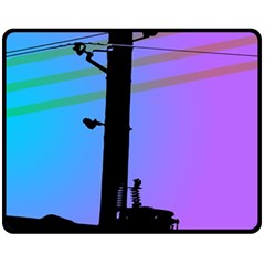 Vaporwave Wires And Transformer Fleece Blanket (medium)  by WetdryvacsLair