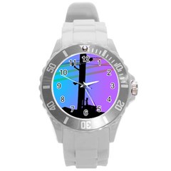 Vaporwave Wires And Transformer Round Plastic Sport Watch (L)