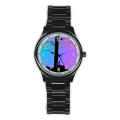 Vaporwave Wires And Transformer Stainless Steel Round Watch by WetdryvacsLair