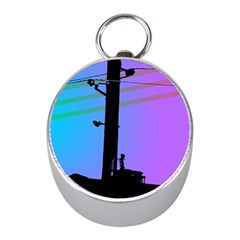 Vaporwave Wires And Transformer Mini Silver Compasses