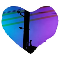 Vaporwave Wires And Transformer Large 19  Premium Flano Heart Shape Cushions