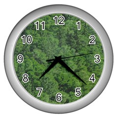 Leafy Forest Landscape Photo Wall Clock (silver) by dflcprintsclothing