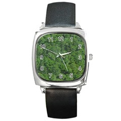 Leafy Forest Landscape Photo Square Metal Watch by dflcprintsclothing