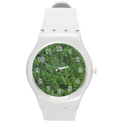 Leafy Forest Landscape Photo Round Plastic Sport Watch (m) by dflcprintsclothing