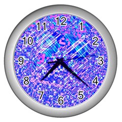 Root Humanity Bar And Qr Code Combo In Purple And Blue Wall Clock (silver) by WetdryvacsLair