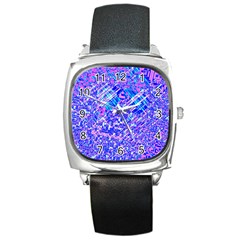 Root Humanity Bar And Qr Code Combo In Purple And Blue Square Metal Watch by WetdryvacsLair