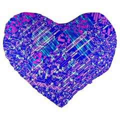 Root Humanity Bar And Qr Code Combo In Purple And Blue Large 19  Premium Flano Heart Shape Cushions by WetdryvacsLair