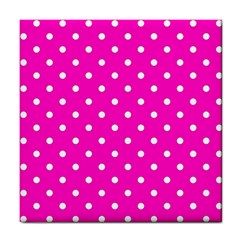 1950 Hello Pink White Dots Tile Coaster by SomethingForEveryone